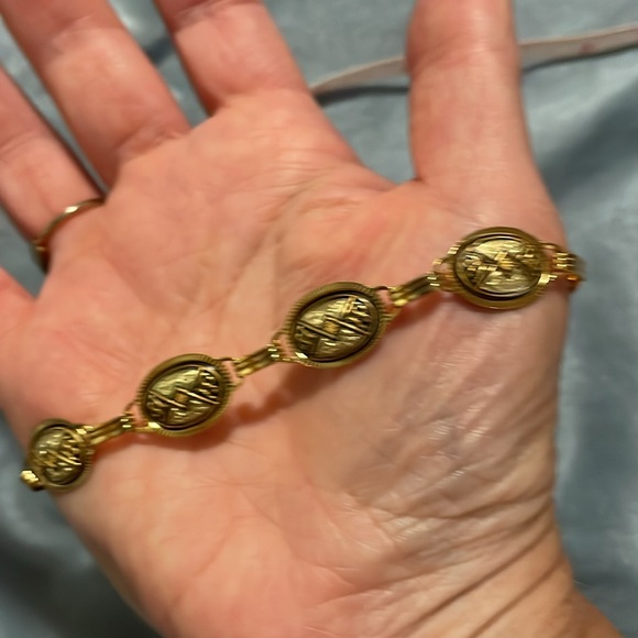 Demascene Link Gold Bracelet New NWT Great Gift!! Beautiful Unique - Picture 9 of 10